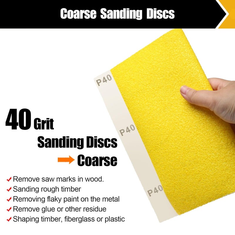 BOSHCRAFT 40 Grit Sand Paper, 12Pcs Sandpaper Assortment Sandpaper for Wood Metal Furniture Hand Sander Sand Paper Set Sandpaper Sheets Cut for Use 9" x 11"/12 Sheets - Image 3